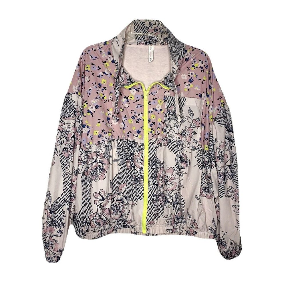 Daily Practice Anthropologie Pink Multicolor Floral Windbreaker Jacket